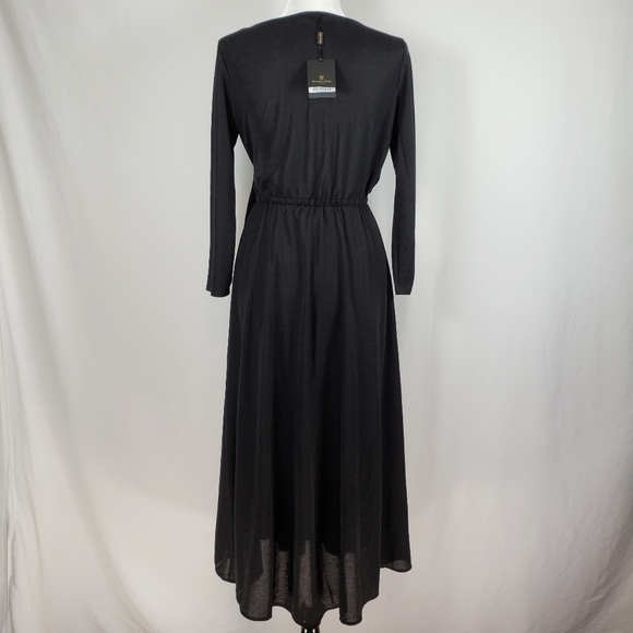 NEW- Massimo Dutti Black Midi Dress - Picture 2 of 4